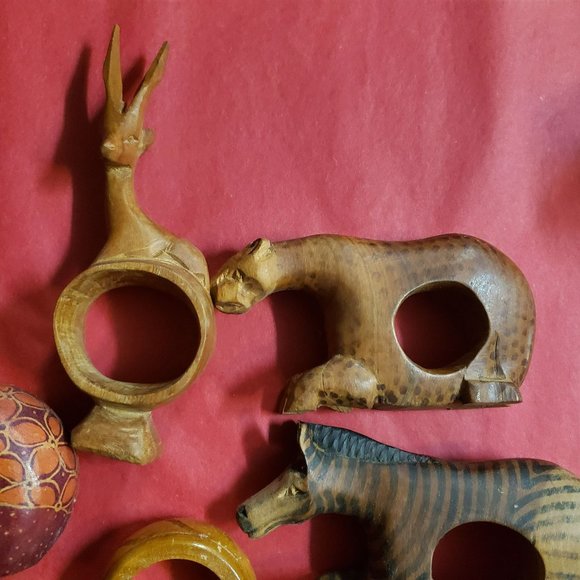 1980s Wood African Elephant + Rhino + multiple Animals From Kenya Africa Hand Ca - Picture 12 of 16